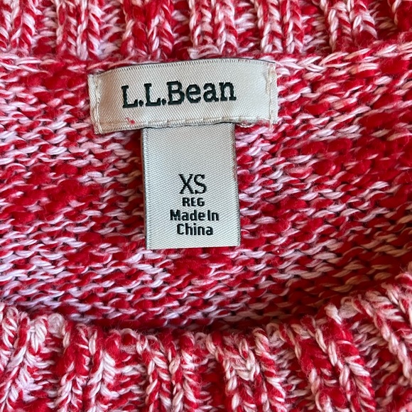 L.L. Bean XS Red & White Knit Pullover Sweater - Picture 4 of 8